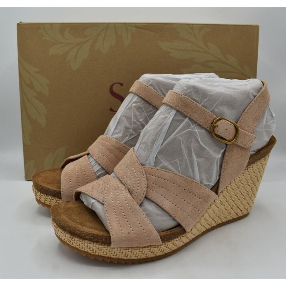 Sofft Womens Size 11‎ Clarissa Camellia Blush Leather Wedge Sandals Shoes